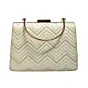 Women White And Golden Zigzag Embroidery Clutch