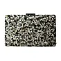 Women Black Gravel Stone Metallic Evening Clutch