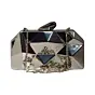 Women Metallic Silver Hexagon Metal Clutch