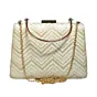 Women White And Golden Zigzag Embroidery Clutch