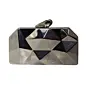 Women Metallic Silver Hexagon Metal Clutch