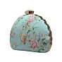 Women Turquoise Floral Printed Zari Embroidery Clutch