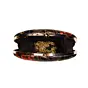 Woman Orange Floral And Leaves Printed Oval Clutch