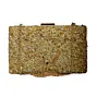 Women Gold Gravel Stone Metallic Evening Clutch