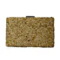 Women Gold Gravel Stone Metallic Evening Clutch