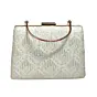 Women White Sequins And Thread Embroidery Clutch