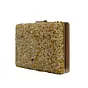 Women Gold Gravel Stone Metallic Evening Clutch