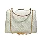 Women White Sequins And Thread Embroidery Clutch