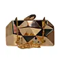 Women Metallic Gold Hexagon Metal Clutch
