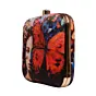 Woman Red Butterfly Portrait Printed Clutch