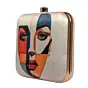 Woman Abstract Art Portrait Printed Clutch