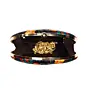 Woman Multicolor Batik Leaves Printed Oval Clutch