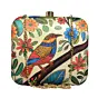 Women Beige Flower And Bird Printed Clutch