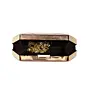 Women Peach Acrylic MOP Cutout Hexagon Metal Clutch