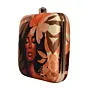 Woman Beige Floral Afro Women Portrait Printed Clutch