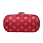 Women Pink Brocade Fabric Party Clutch