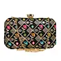 Women Black Sequins Floral Embroidery Party Clutch