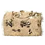 Women Beige Sequins Fabric Party Clutch