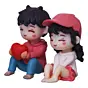 Cute Romantic Couple Statue, Boy Giving Heart To Girl Showpiece