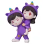 Purple Miniature Cute Couple Statue Girl on Boy's Shoulder Showpiece
