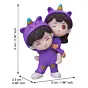 Purple Miniature Cute Couple Statue Girl on Boy's Shoulder Showpiece