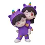 Purple Miniature Cute Couple Statue Girl on Boy's Shoulder Showpiece