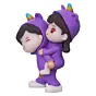 Purple Miniature Cute Couple Statue Girl on Boy's Shoulder Showpiece