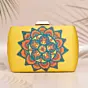 Women Yellow Mandala Printed Clutch