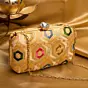 Women Golden Rectangle Sequins Embroidery Clutch