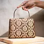 Women Brown And Golden Brocade Party Clutch