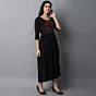 Women Embroidered Viscose Rayon A-line Indian Kurta (Black)