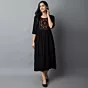 Women Embroidered Viscose Rayon A-line Indian Kurta (Black)