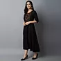 Women Embroidered Viscose Rayon A-line Indian Kurta (Black)