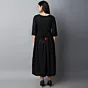 Women Embroidered Viscose Rayon A-line Indian Kurta (Black)