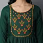 Women Embroidered Viscose Rayon A-line Embroidered Indian Kurta  (Green)