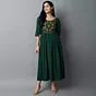 Women Embroidered Viscose Rayon A-line Embroidered Indian Kurta  (Green)