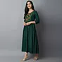 Women Embroidered Viscose Rayon A-line Embroidered Indian Kurta  (Green)