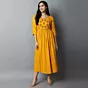 Women Embroidered Viscose Rayon A-line Indian Kurta  (Yellow)