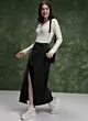 Women Off White V Neck Fitted Top