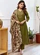 Women's Plus Size Embroidered Straight Kurta and Pant Set with Dupatta