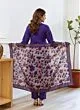 Women's Plus Size Silk Purple Embroidered Kurta with Pants And Dupatta