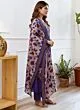 Women's Plus Size Silk Purple Embroidered Kurta with Pants And Dupatta