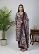 Burgundy Printed Straight Kurta Set With Dupatta for Women