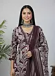 Burgundy Printed Straight Kurta Set With Dupatta for Women