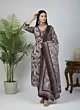 Burgundy Printed Straight Kurta Set With Dupatta for Women