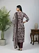 Burgundy Printed Straight Kurta Set With Dupatta for Women