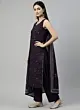 Purple Printed Straight Kurta Set With Dupatta for Women