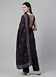 Purple Printed Straight Kurta Set With Dupatta for Women