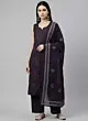 Purple Printed Straight Kurta Set With Dupatta for Women