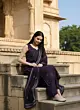 Purple Printed Straight Kurta Set With Dupatta for Women